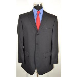 Linea 42R Sport Coat Blazer Suit Jacket Black Stri